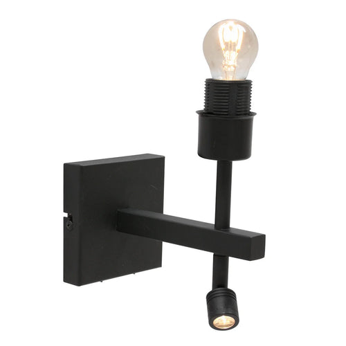 Applique murale en métal noir avec deux lumières LED orientables et liseuse