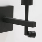 Applique murale en métal noir avec liseuse LED orientable, hauteur 19 cm