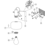Diagramme d’assemblage de l’applique murale en métal noir et verre fumé