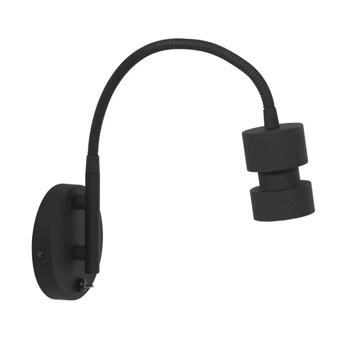 Applique murale noire en métal avec bras orientable et interrupteur intégré