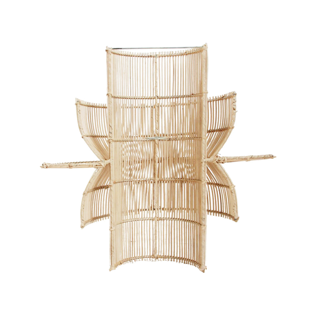 Applique murale rotin asymétrique naturelle 33x52 cm, design courbé étoilé
