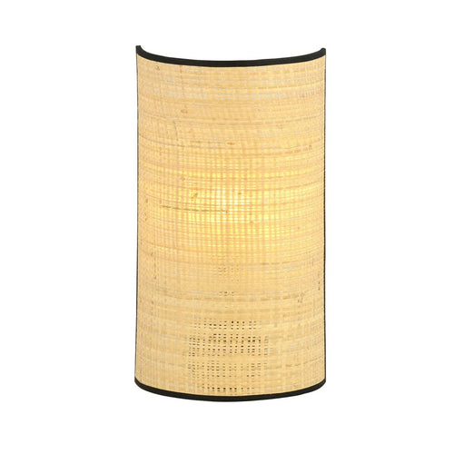 Applique murale en rotin cannage naturel bordures noires H32 cm