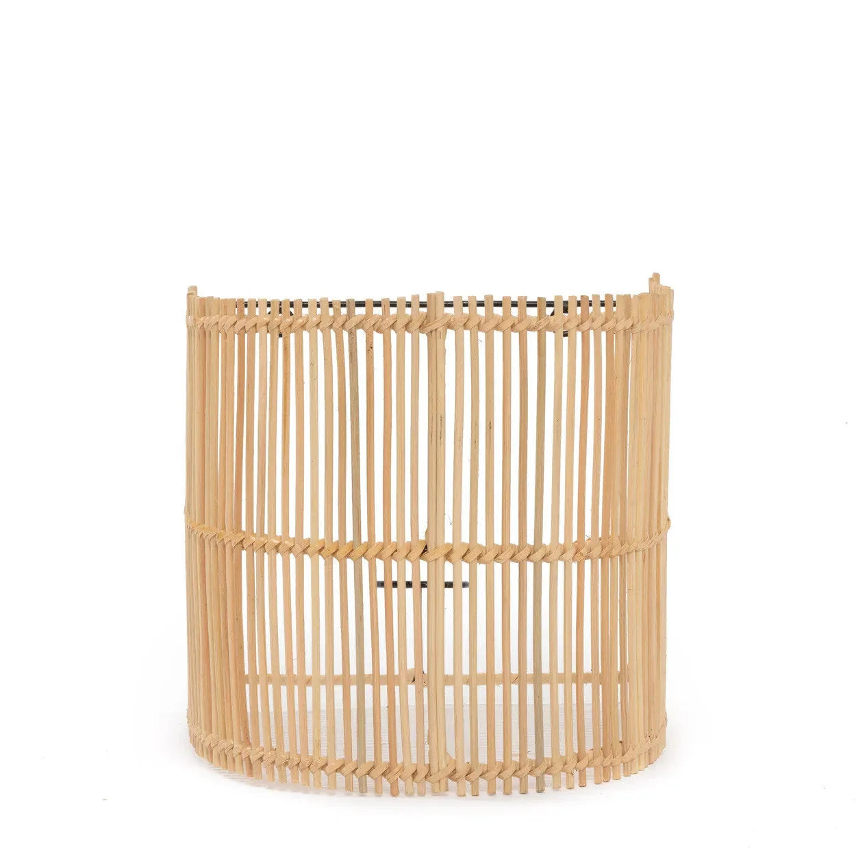 Applique murale en rotin naturel demi-cylindre 25 cm avec abat-jour en bambou clair