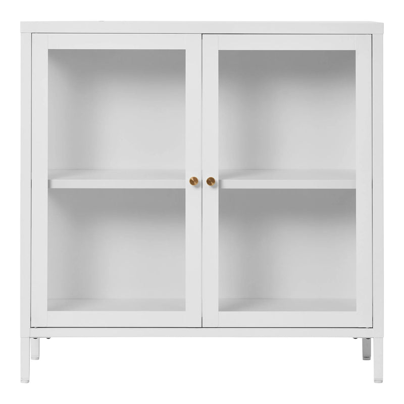 Armoire vitrée en acier blanc poignées dorées – 80x35 cm