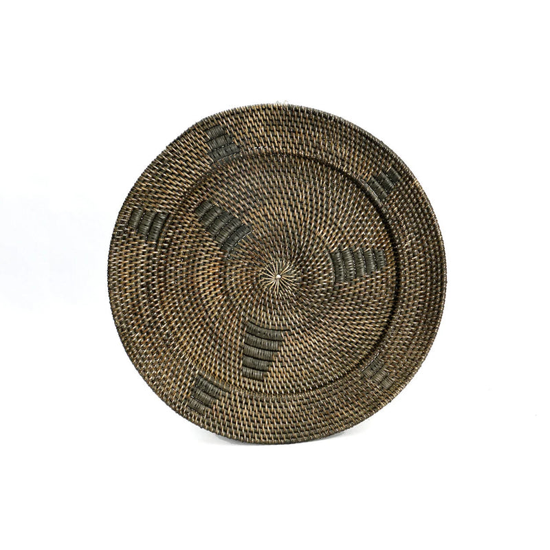 Assiette murale en rotin tressé marron 30 cm