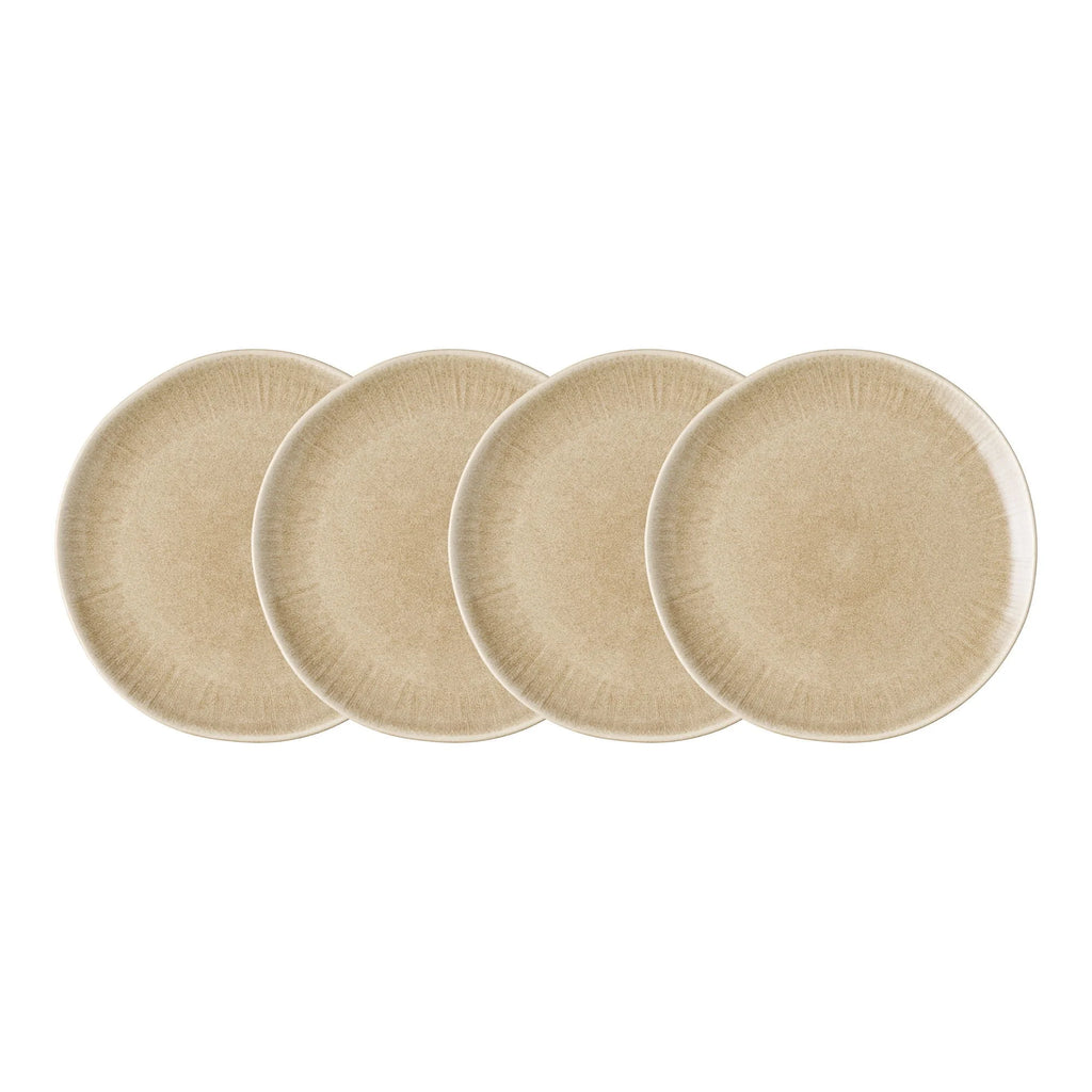 Lot de 4 assiettes en grès beige finition satinée bord irrégulier