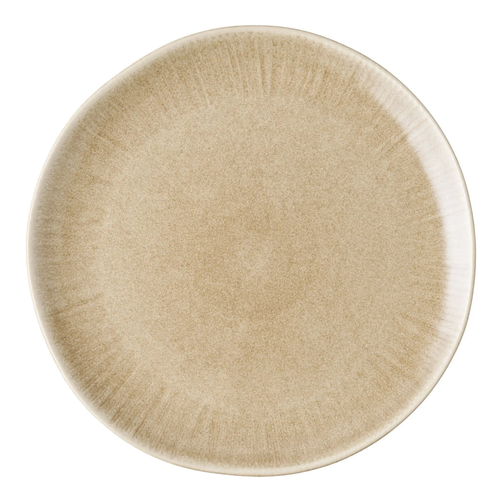 Assiette en grès beige satinée, bord irrégulier, lot de 4