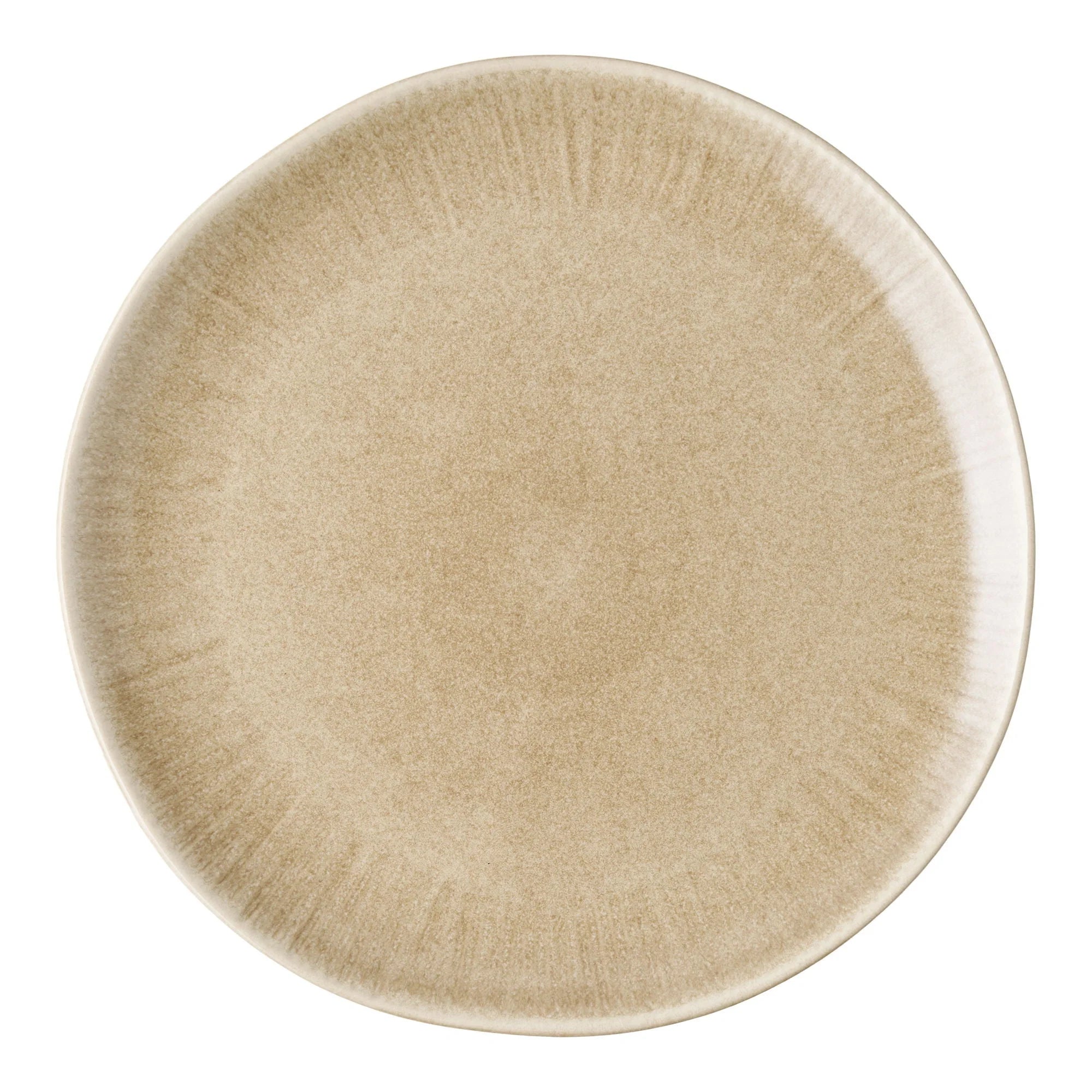 Assiette en grès beige satinée, bord irrégulier, lot de 4