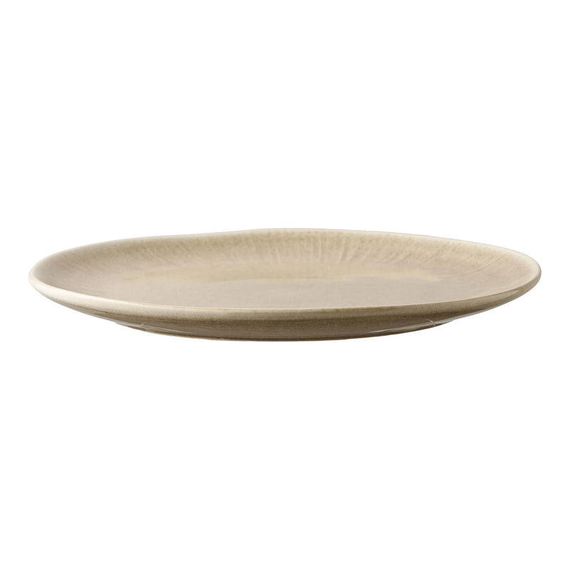 Assiette plate en grès beige finition satinée bord irrégulier – Lot de 4