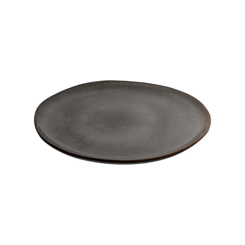 Assiettes en grès gris marron ø27cm - Lot de 4