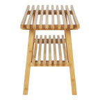 Banc en bambou naturel clair à deux étages, 70x28 cm