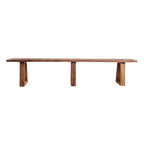 Table en bois recyclé brun pieds trapèze 200x30 cm pour salle à manger