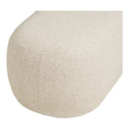 Banc ottoman bouclé beige forme galet monobloc 100x50 cm texturé