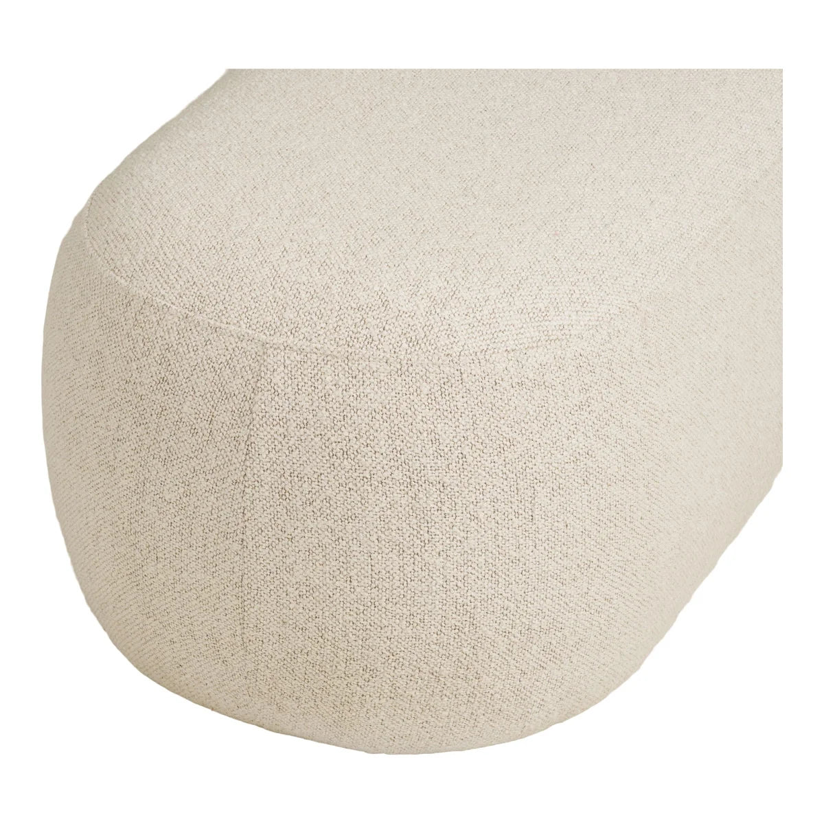 Banc ottoman bouclé beige forme galet monobloc 100x50 cm texturé