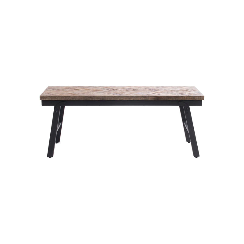Banc pliable bois teck et métal noir – 110x40 cm