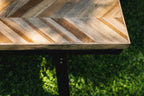 Banc pliable bois teck et métal noir – 110x40 cm