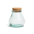 Bocal en verre recyclé bleu avec bouchon liège - Ø12 cm