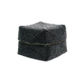 Boîte décorative perlée noire en bambou motifs chevrons avec couvercle