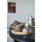 Lot de 4 bols en grès gris marron ø15 cm sur sets tressés