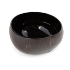 Bol en noix de coco naturelle brun foncé avec intérieur noir lisse et poli