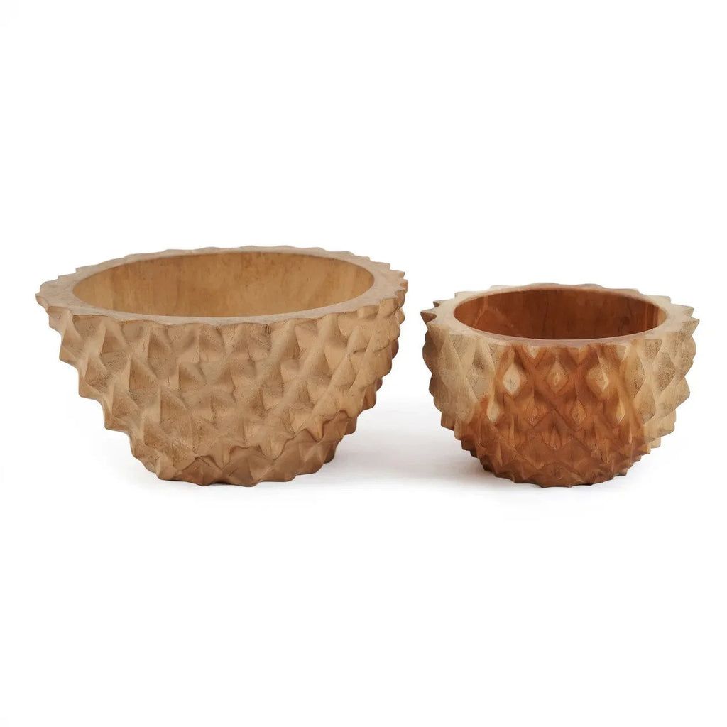 Bol rond en racine de teck sculpté – Finition naturelle – Ø20 cm