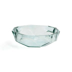 Bol en verre transparent facetté inspiration origami bleu