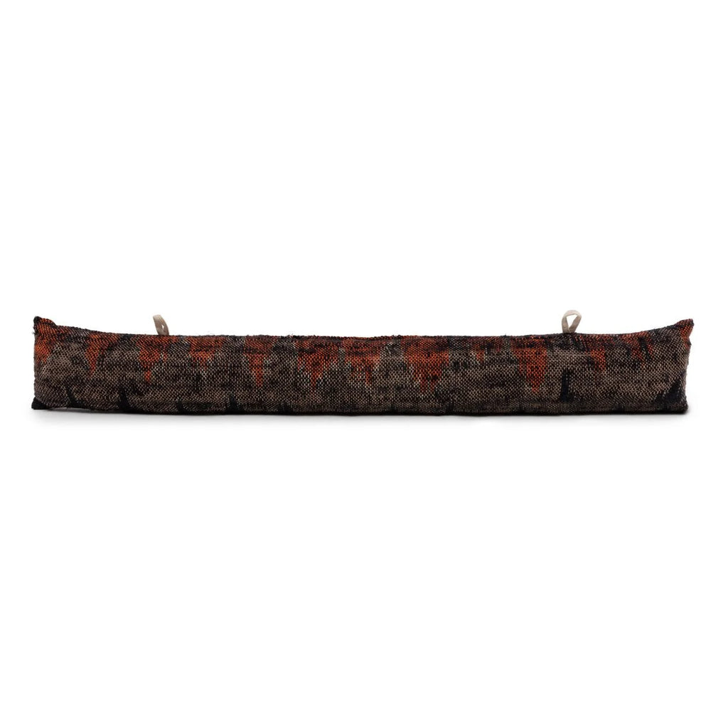 Boudin de porte en coton texturé motif géométrique marron rouge – 80x10 cm