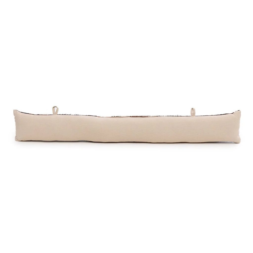 Boudin de porte en coton texturé motif géométrique marron rouge – 80x10 cm