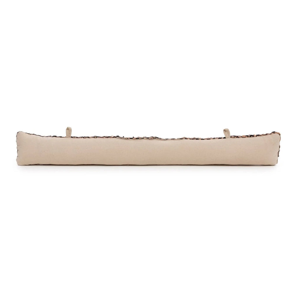 Boudin de porte en coton tressé noir et beige, 80x10 cm, avec passants