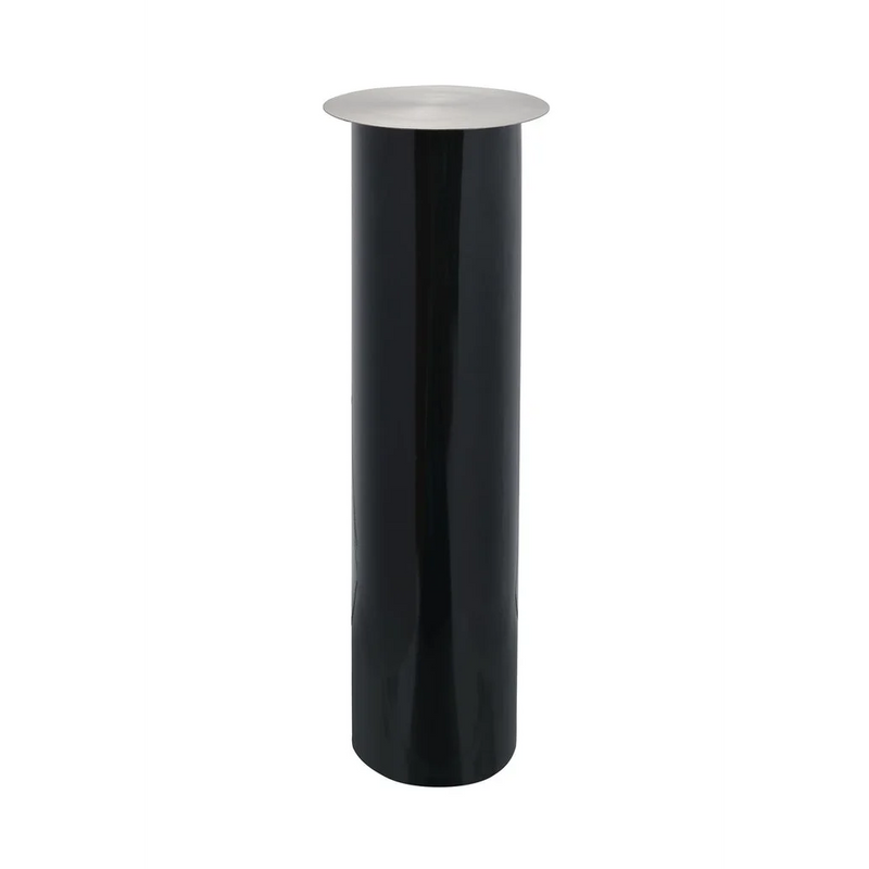 Bougeoir de sol en métal noir et argent finition brillante – H70 cm