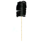 Branche décorative en raphia noir avec manche en bambou fin, H190 cm