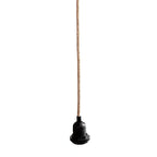 Douille d’ampoule noire avec cordon en jute naturel pour suspension en métal noir