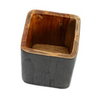 Cache-pot en bois de teck noir avec intérieur naturel en forme carrée