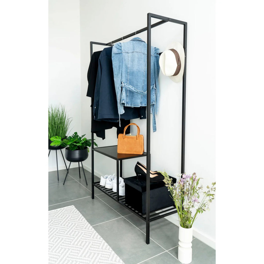 Étagère en métal noir lisse pour vestes, chapeau et accessoires, lot de 2, H46 cm