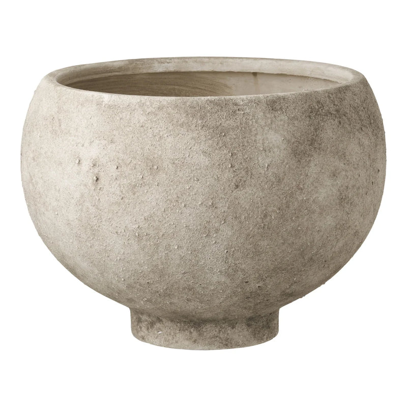 Cache-pot rond en céramique effet pierre gris clair – Ø26 cm