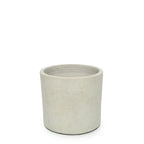Cache-pot en terre cuite et teck H36 cm en béton naturel, rond et gris clair