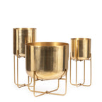 Cache-pot XL en laiton doré avec support pliable – H41 cm