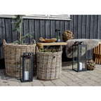 Lot de 2 cache-pots ronds en rotin kubu avec anses et doublure plastique