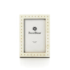 Cadre photo artisanal ivoire points dorés 10x15 cm crème or nailhead