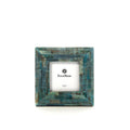 Cadre photo bohème os turquoise 17x17 cm, bois vieilli teal-vert cannelé