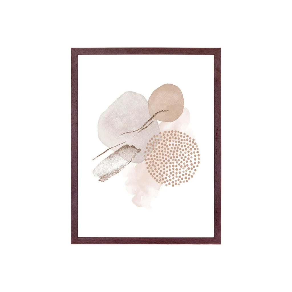 Cadre photo MDF marron foncé A4, art abstrait beige-or moderne encadré