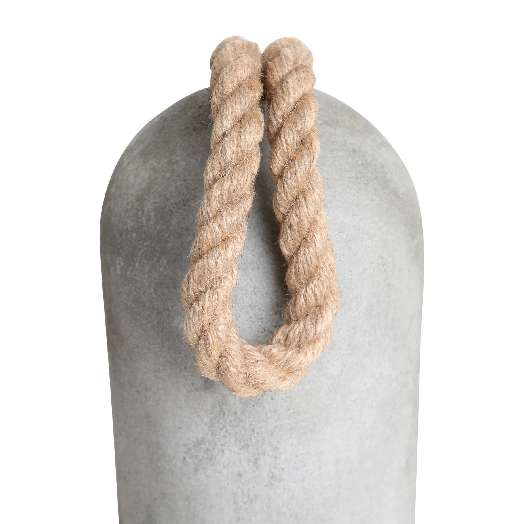 Cale-porte en béton gris texturé avec anse corde beige naturelle