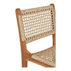Chaise de bar en teck et corde tressée naturelle, H94 cm