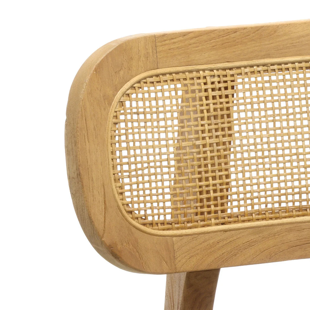 Dossier de chaise en bois clair de chêne avec rotin ajouré ovale