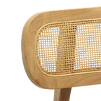 Dossier de chaise en bois clair de chêne avec rotin ajouré ovale