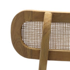 Chaise en bois clair avec dossier ovale en rotin ajouré