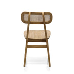 Chaise en bois clair avec dossier ovale en rotin ajouré