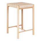 Chaise de comptoir en bois et rotin naturel 66,5 cm