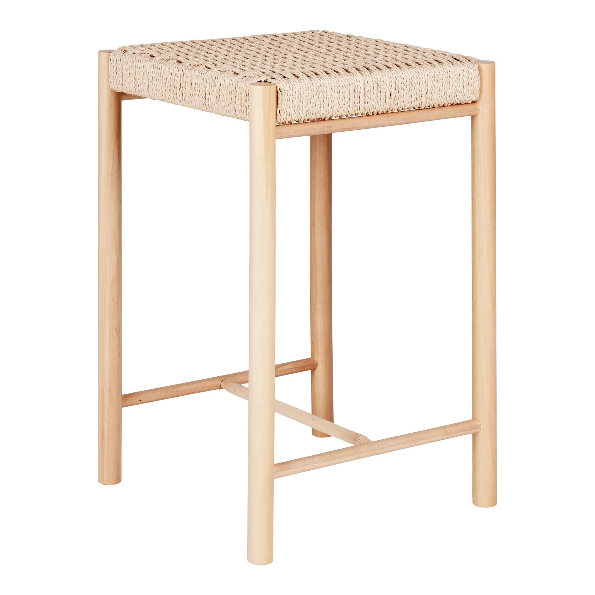 Chaise de comptoir en bois et rotin naturel 66,5 cm