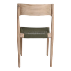Chaise de jardin en teck clair avec corde vert olive, lot de 2
